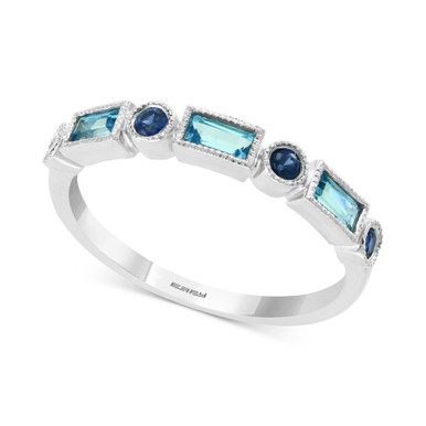 Blue Topaz (1/3 ct. t.w.) and Sapphire (1/5 ct. t.w.) Ring in 14k White Gold