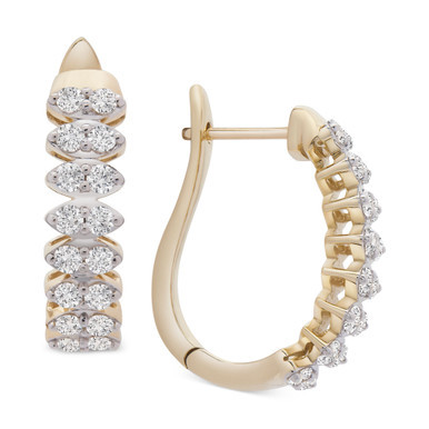 Diamond Marquise-Style Hoop Earrings (1 ct. t.w.) in 14k Gold, Created for Macy's