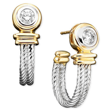 Diamond Earrings (1/3 ct. t.w.) in 14k White & Yellow Gold