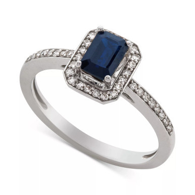 Sapphire (1/2 ct. t.w.) & Diamond (1/5 ct. t.w.) Ring in 14k Gold (Also Available in Emerald)