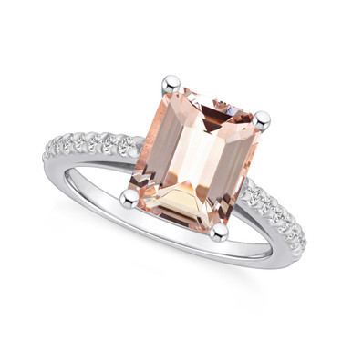 Morganite (3 ct. t.w.) and Diamond (1/4 ct. t.w.) Ring in 14K White Gold