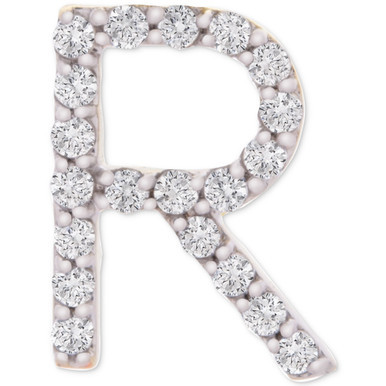 Diamond Initial R Single Stud Earring (1/20 ct. t.w.) in 14k Gold, Created for Macy's