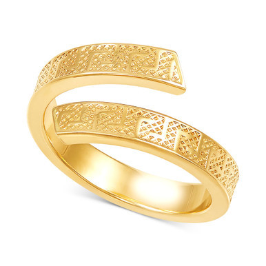 Greek Key Bypass Statement Ring in 10k Gold