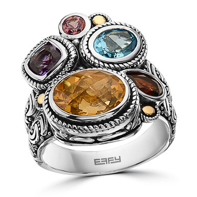 EFFY® Multi-Gemstone Statement Ring (4-3/4 ct. t.w.) in Sterling Silver & 18k Gold