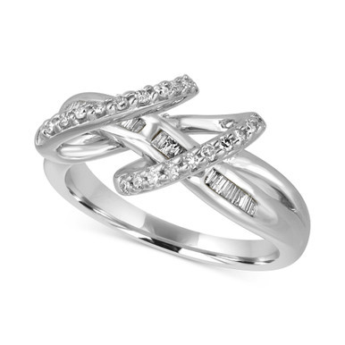 Diamond Baguette Double Loop Ring (1/3 ct. t.w.) in Sterling Silver