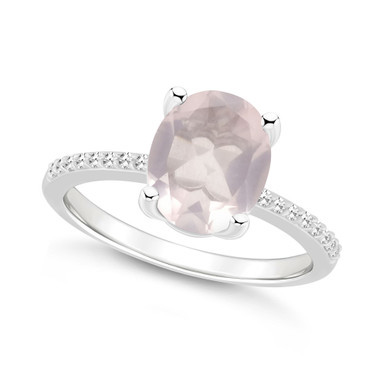 Women's Rose Quartz (2-1/2 ct.t.w.) and Diamond (1/10 ct.t.w.) Ring in Sterling Silver