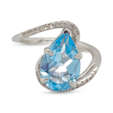 Sky Blue Topaz (3 ct. t.w.) & White Topaz Accent Swirl Statement Ring in Sterling Silver