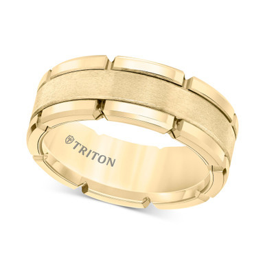 Men's Brushed Comfort-Fit 8mm Wedding Band in Yellow Tungsten Carbide