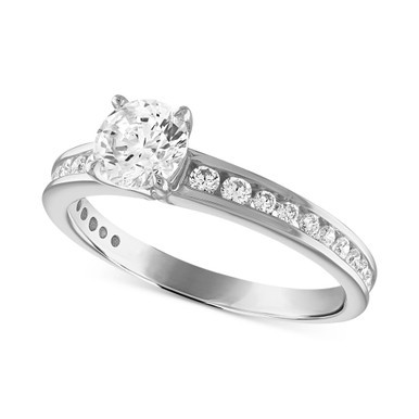 Certified Diamond Channel-Set Engagement Ring (1 ct. t.w.) in 14k White Gold featuring diamonds with the De Beers Code of Origin, Created for Macy's