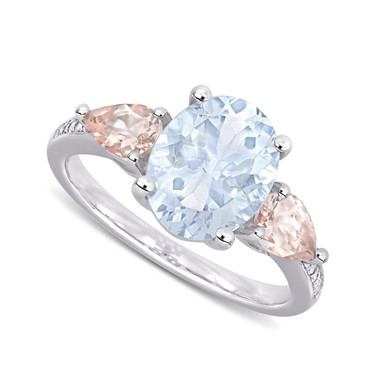 Aquamarine (2-1/5 ct. t.w.), Morganite (4/5 ct. t.w.) & Diamond Accent Ring in Sterling Silver