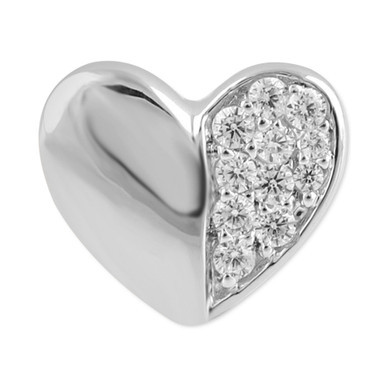 Diamond Polished Heart Single Stud Earring (1/20 ct. t.w.) in 14k White Gold
