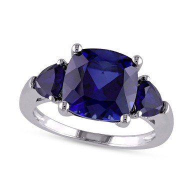 Lab-Created Sapphire Three Stone Ring (7-1/10 ct. t.w.) in Sterling Silver