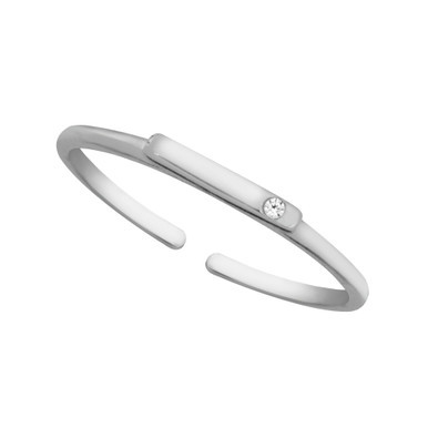 Sterling Silver Cubic Zirconia Bar Adjustable Toe Ring