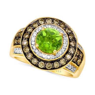 Green Apple Peridot (1-1/3 ct. t.w.) & Diamond (3/4 ct. t.w.) Halo Ring in 14k Gold
