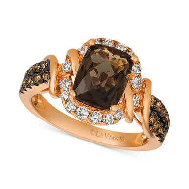 Chocolate Quartz® (1-3/4 ct. t.w.) & Diamond (5/8 ct. t.w.) Statement Ring in 14k Rose Gold