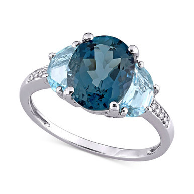 Blue Topaz (4-1/2 ct. t.w.) & Diamond Accent Statement Ring in Sterling Silver