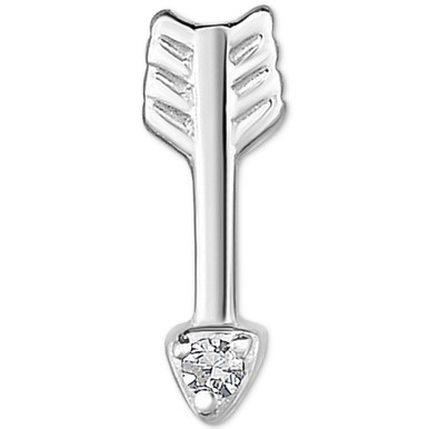 Diamond Accent Arrow Single Stud Earring in 14k White Gold