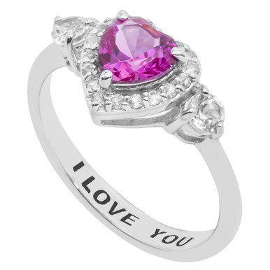 Women's Heart 'I Love You' Message Ring in Sterling Silver
