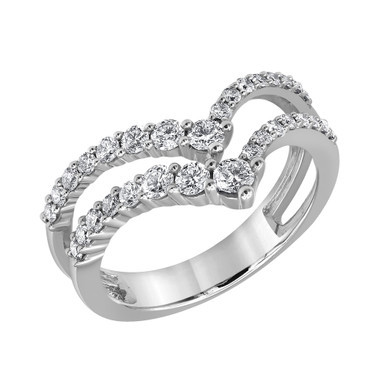 Diamond Double Row Chevron Ring (3/4 ct. t.w.) in 14k White Gold