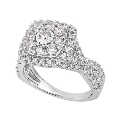 Diamond Cushion Double Halo Cluster Engagement Ring (1-5/8 ct. t.w.) in 14k White Gold