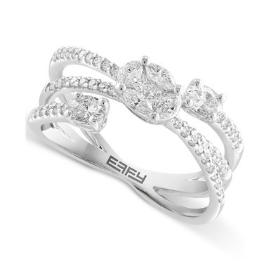 EFFY® Diamond Multi-Cut Cluster Openwork Statement Ring (3/4 ct. t.w.) in 14k White Gold