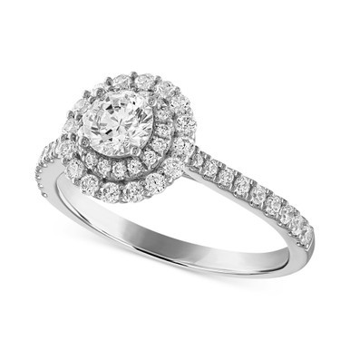 Certified Diamond Halo Engagement Ring (1 ct. t.w.) in 14k White Gold featuring diamonds with the De Beers Code of Origin, Created for Macy's