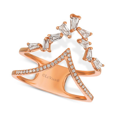 Baguette Frenzy Diamond Double "V" Ring (1/2 ct. t.w.) in 14k Rose Gold