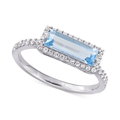 Blue Topaz (1-1/2 ct. t.w.) & White Topaz (1/3 ct. t.w.) Statement Ring in Sterling Silver