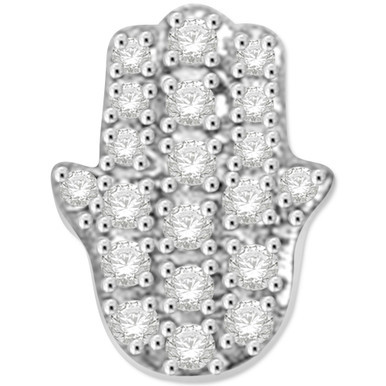 Diamond Hamsa Hand Single Stud Earring (1/10 ct. t.w.) in 14k White Gold