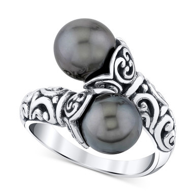 Cultured Tahitian Pearl Bypass Ring (8mm) in Sterling Silver