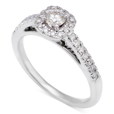 Diamond Halo Engagement Ring (1/2 ct. t.w.) in 14k White Gold