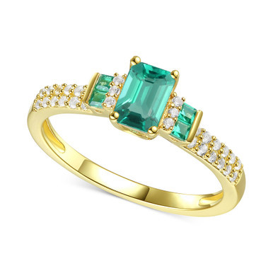 Sapphire (7/8 ct. t.w.) & Diamond (1/6 ct. t.w.) Ring in 14k Gold (Also in Emerald & Ruby)
