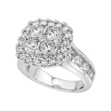 Diamond Cushion Halo Cluster Engagement Ring (4 ct. t.w.) in 14k White Gold