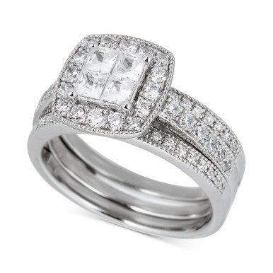 Diamond Princess Enhancer Bridal Set (1-1/2 ct. t.w.) in 14k White Gold