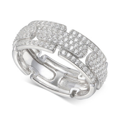 Cubic Zirconia (1-1/3 cttw) Pavé Band in Sterling Silver