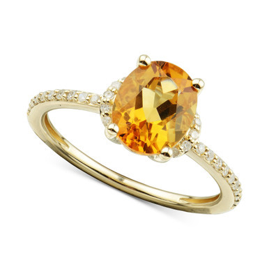 Citrine (1-5/8 ct. t.w.) & Diamond (1/8 ct. t.w.) Ring in 14k Gold
