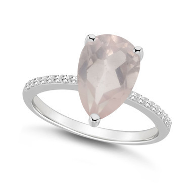 Women's Rose Quartz (2-3/4 ct.t.w.) and Diamond (1/10 ct.t.w.) Ring in Sterling Silver