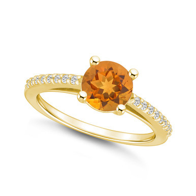 Citrine (1-1/4 ct. t.w.) and Diamond (1/6 ct. t.w.) Ring in 14K Yellow Gold