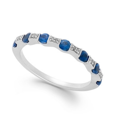 Sapphire (1/2 ct. t.w.) and Diamond Accent Band in 14k White Gold