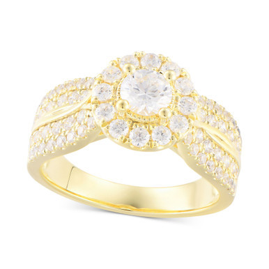 Diamond Halo Multirow Engagement Ring (1-1/3 ct. t.w.) in 14k Gold