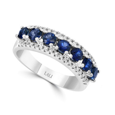 Sapphire (1-1/3 ct. t.w.) & Diamond (1/3 ct. t.w.) Ring in 14k White Gold