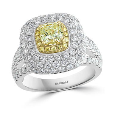 EFFY® Yellow & White Diamond Halo Ring (2-3/4 ct. t.w.) in 18k Gold & White Gold