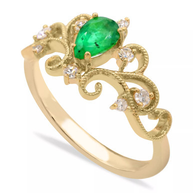 Gemstone and Diamonds (1/8  ct. t.w.) Ring Set in 14k Yellow Gold