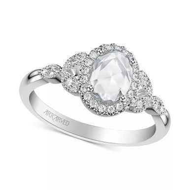 Art Carved Diamond Rose-Cut Oval Engagement Ring (5/8 ct. t.w.) in 14k White, Yellow or Rose Gold