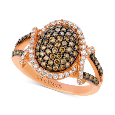 Chocolatier® Diamond Oval Cluster Ring (1 ct. t.w.) in 14k Rose Gold