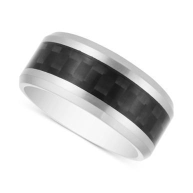 Men's Woven-Look Band in Carbon Fiber & Tantalum