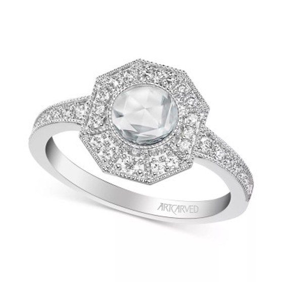 Art Carved Diamond Rose-Cut Halo Engagement Ring (3/4 ct. t.w.) in 14k White, Yellow or Rose Gold