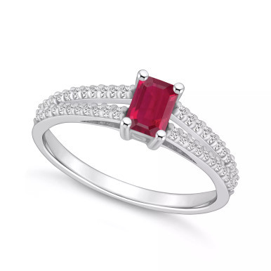 Ruby (3/4 Ct. t.w.) and Diamond (1/5 Ct. t.w.) Ring