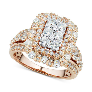Diamond Halo Cluster Ring (2 ct. t.w.) in 14k Rose Gold