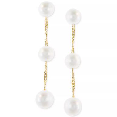 EFFY® Cultured Freshwater Pearl Triple Drop Earrings in 14k Yellow, White or Rose Gold (5mm)